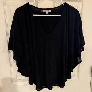 Flouncy Black V-Neck Top